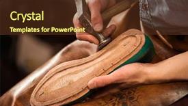  Presentation with workshop - Slide deck having artisan - cropped picture of shoemaker sitting background and a tawny brown colored foreground