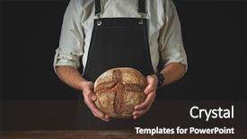  Presentation with bread - PPT layouts having artisan - men's hands hold bread background and a tawny brown colored foreground