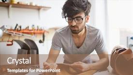  Presentation with craftsman - Presentation theme featuring artisan - portrait of modern handsome craftsman background and a coral colored foreground