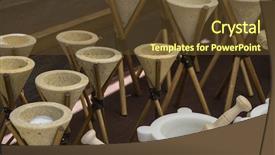  Presentation with traditional craft - Audience pleasing slide set consisting of artisan mortars traditional kitchen tools at a craft market in spain europe backdrop and a tawny brown colored foreground