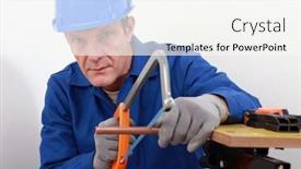  Presentation with copper - Presentation theme having artisan sawing copper pipe background and a white colored foreground