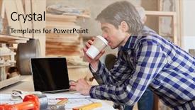  Presentation with cold brew coffee - PPT theme having artisan taking a coffee break background and a soft green colored foreground