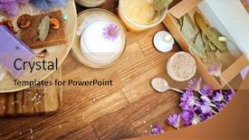  Presentation with hand soap - Colorful theme enhanced with artisans - hand made cosmetics background fruit backdrop and a coral colored foreground