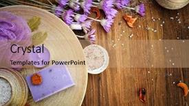  Presentation with natural soap - Colorful PPT theme enhanced with artisans - organic natural soap spa handmade backdrop and a coral colored foreground