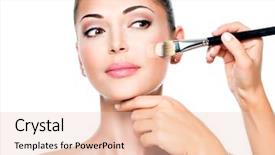  Presentation with makeup artist - Beautiful presentation featuring saimaa vintage stamp on paper backdrop and a tawny brown colored foreground