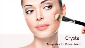  Presentation with makeup artist - Colorful slide set enhanced with artist applying liquid tonal foundation backdrop and a lemonade colored foreground