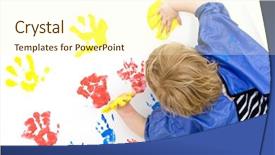  Presentation with artistic artist art brush - Theme with artist boy busy finger painting background and a  colored foreground