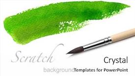  Presentation with paint brush - PPT theme featuring artist brush and green paint background and a white colored foreground