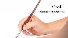  Presentation with hand drawn brush stroke design - PPT theme consisting of artist brushes - brush in hand isolated background and a white colored foreground