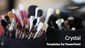  Presentation with makeup artist - Slide deck with artist brushes - closeup of makeup tools background and a wine colored foreground