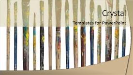  Presentation with dirt dirt texture dirty - Presentation theme enhanced with artist brushes - dirty paintbrushes isolated on white background and a soft green colored foreground