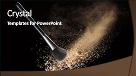  Presentation with brush - Slide set with artist brushes - isolated make-up powder with brush background and a black colored foreground