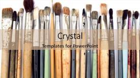  Presentation with artist - Beautiful slide set featuring artist brushes isolated on white backdrop and a coral colored foreground