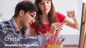  Presentation with coaching - Beautiful PPT layouts featuring artist-coaching-student-in-painting backdrop and a gray colored foreground