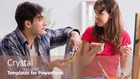  Presentation with coaching - PPT theme having artist-coaching-student-in-painting background and a coral colored foreground