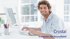  Presentation with artist - Audience pleasing theme consisting of artist drawing something on graphic backdrop and a sky blue colored foreground