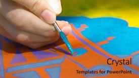  Presentation with artwork - Audience pleasing presentation theme consisting of artist fingers with brush doing backdrop and a red colored foreground