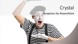  Presentation with mime - PPT layouts with artist gesturing with his hands background and a white colored foreground