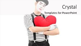  Presentation with mime - Cool new presentation design with artist holding a red heart backdrop and a  colored foreground