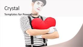  Presentation with mime - Presentation featuring artist holding a red heart background and a  colored foreground