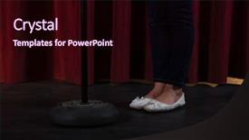  Presentation with behind curtain - PPT theme having artist in white shoes standing background and a wine colored foreground