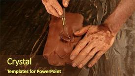  Presentation with handcraft - Presentation design featuring artist man hands working red background and a tawny brown colored foreground