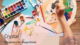  Presentation with artwork - Beautiful slides featuring artist paintings - artwork backdrop and a lemonade colored foreground