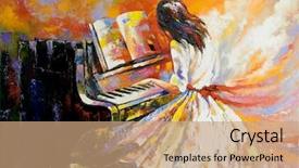  Presentation with piano - Amazing presentation theme having artist paintings - girl playing on the piano backdrop and a coral colored foreground