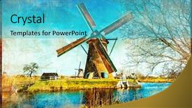  Presentation with artwork - Audience pleasing slide deck consisting of artist paintings - windmills of holland - artwork backdrop and a teal colored foreground