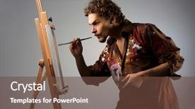  Presentation with blood on canvas cloth jesus - Presentation having artist paintings - young man painting background and a tawny brown colored foreground