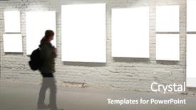  Presentation with brick - Presentation with artist paintings museums - girl walk through frames background and a gray colored foreground