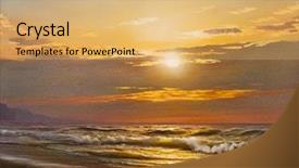  Presentation with roses - PPT theme with artist paintings museums - oil painting with flowers roses background and a yellow colored foreground