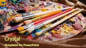  Presentation with art - Presentation enhanced with artist palette in art concept background and a tawny brown colored foreground
