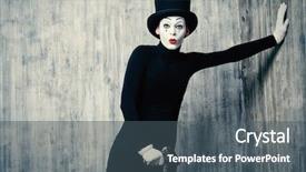  Presentation with mime - Presentation design enhanced with artist posing with walking stick background and a ocean colored foreground