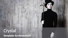  Presentation with mime - Colorful presentation enhanced with artist posing with walking stick backdrop and a gray colored foreground