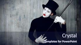  Presentation with mime - Beautiful slides featuring artist posing with walking stick backdrop and a navy blue colored foreground