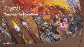  Presentation with knives - Presentation design with artist-s-palette-and-palette background and a red colored foreground