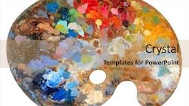  Presentation with artist - Theme featuring artist's palette with multiple colors background and a coral colored foreground