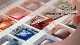  Presentation with watercolour - Slide set having artist-s-watercolour-palette background and a coral colored foreground