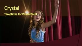  Presentation with artist - Beautiful PPT theme featuring artist singing song on stage backdrop and a tawny brown colored foreground