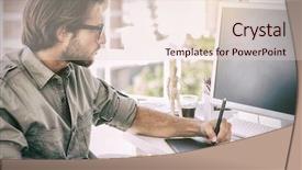  Presentation with graphics - Amazing PPT theme having artist using graphics tablets sitting backdrop and a lemonade colored foreground