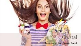  Presentation with artist - Colorful slide set enhanced with artist-woman-with-paint-palette backdrop and a lemonade colored foreground