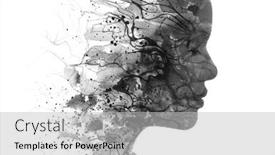  Presentation with black-woman - Slide deck having artistic-black-and-white-woman background and a light gray colored foreground