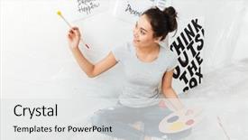  Presentation with philippines artist - Slide deck having artistic free - image of happy young lady background and a  colored foreground