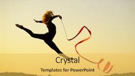  Presentation with professional gymnast - PPT theme with artistic free - professional gymnast woman dancer background and a yellow colored foreground