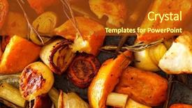 Presentation with artistic - Beautiful slide deck featuring artistic free - roasted vegetables backdrop and a crimson colored foreground
