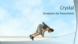  Presentation with sporty - Audience pleasing PPT theme consisting of artistic free - young sporty man doing acrobatic backdrop and a cool aqua colored foreground
