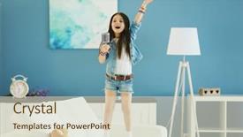  Presentation with artistic - Theme with artistic little girl singing background and a lemonade colored foreground