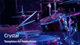  Presentation with drum - Audience pleasing slide set consisting of artistic man playing on professional backdrop and a navy blue colored foreground