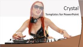  Presentation with music - Audience pleasing theme consisting of artistic panel - beautiful female dj mixing music backdrop and a sky blue colored foreground